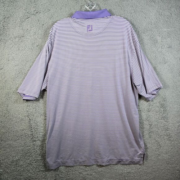 FootJoy Men's Purple Striped Short Sleeve Polo Shirt Size L Island View Logo - Picture 6 of 13